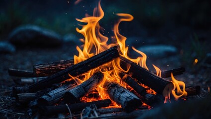 Blaze in a forest clearing