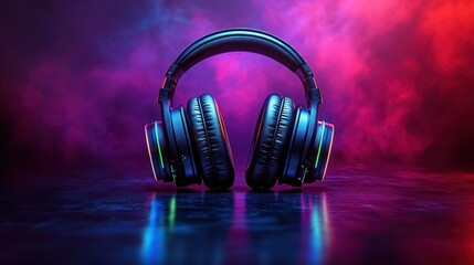 Headphones in vibrant, colorful smoke