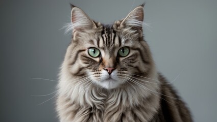Obraz premium Image of a cat featuring green eyes