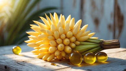 A type of edible vegetable oil, palm oil comes from the fruit.