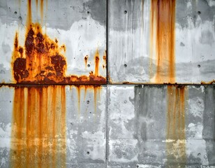 Rusty stains on a weathered concrete wall.  Great for backgrounds, textures, and industrial designs.
