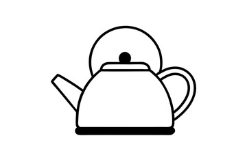 kettle icon silhouette line art vector illustration with a white background