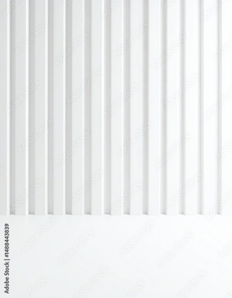 Poster minimalistic white wall with vertical grooves, creating a clean and modern aesthetic. ideal for back