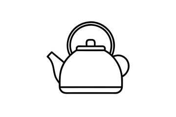 kettle icon silhouette line art vector illustration with a white background
