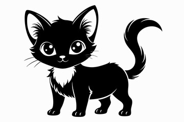 kitten marvels silhouette line art vector illustration with a white background