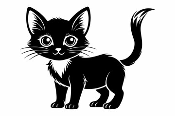 kitten marvels silhouette line art vector illustration with a white background