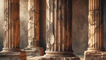 Aged columns exhibit a vintage appearance with increased clarity in genuine sepia hues.