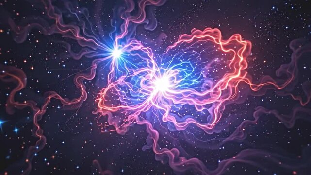 an astral composition featuring radiant blue stars streaking through a dense and colorful nebula, the ethereal glow illuminating dark patches of space