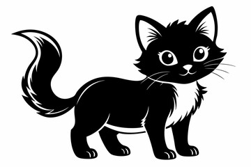 kitten marvels silhouette line art vector illustration with a white background