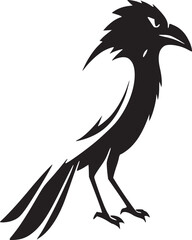 black and white silhouette tattoo of crow