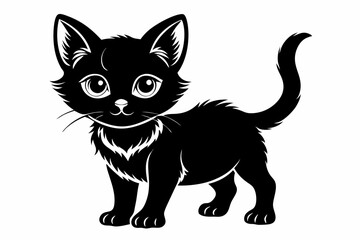 kitten marvels silhouette line art vector illustration with a white background