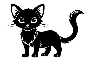 kitten marvels silhouette line art vector illustration with a white background