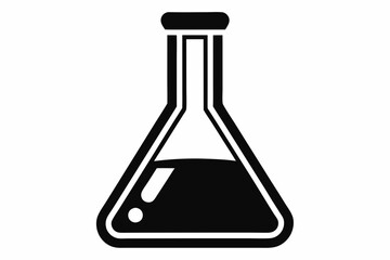 laboratory flask silhouette line art vector illustration with a white background
