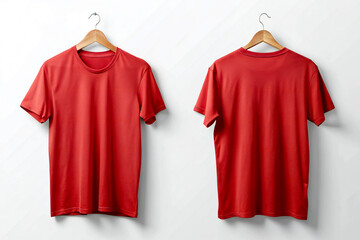 Red Men’s Crew Neck T-Shirt Mockup – Front & Back on Hanger