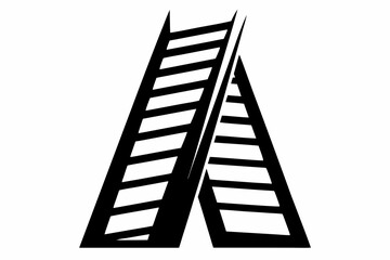 ladder silhouette line art vector illustration with a white background