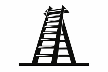 ladder silhouette line art vector illustration with a white background