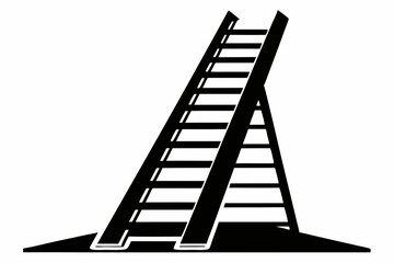 ladder silhouette line art vector illustration with a white background