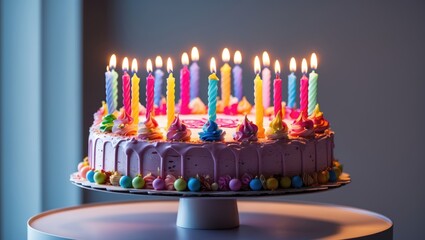 Cake with Candles for a Birthday