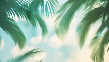 Blurred abstract pattern of tropical leaves background.