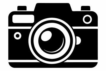 photo camera silhouette line art vector illustration with a white background