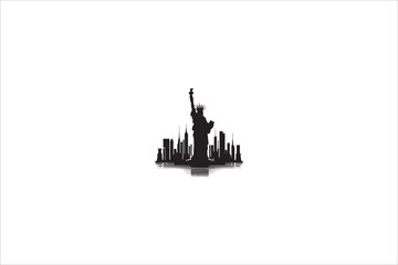 Fototapeta premium statue liberty cartoon silhouette with a simple, understated design set against a white background