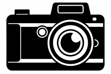 photo camera silhouette line art vector illustration with a white background