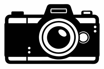 photo camera silhouette line art vector illustration with a white background