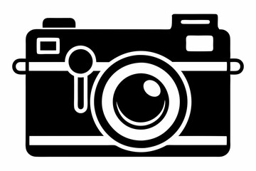 photo camera silhouette line art vector illustration with a white background