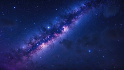 Close-up shot of a galaxy containing stars and interstellar dust in the universe, achieved through long exposure imaging with grain.