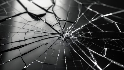 Obraz premium Cracked and glitchy screen showing digital damage, crystal leaks, and texture details in black and white photograph