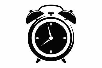 ringing alarm clock silhouette line art vector illustration with a white background