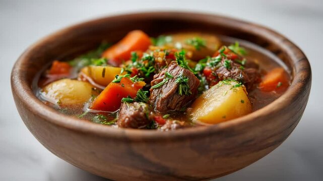 Hearty lamb stew bowl prepared for Celtic Imbolc feast celebration