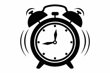 ringing alarm clock silhouette line art vector illustration with a white background