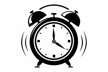 ringing alarm clock silhouette line art vector illustration with a white background
