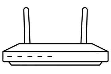 router silhouette line art vector illustration with a white background