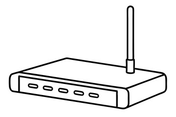 router silhouette line art vector illustration with a white background
