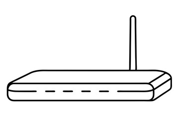 router silhouette line art vector illustration with a white background