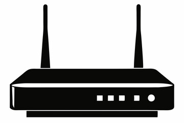 Obraz premium router silhouette line art vector illustration with a white background