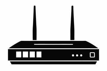router silhouette line art vector illustration with a white background