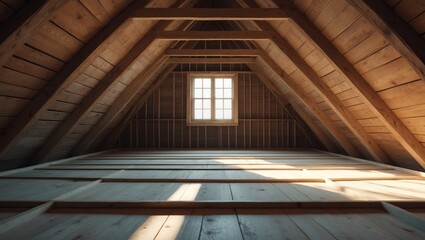 Expansive Attic in Development Featuring Visible Wooden Beams and Structure