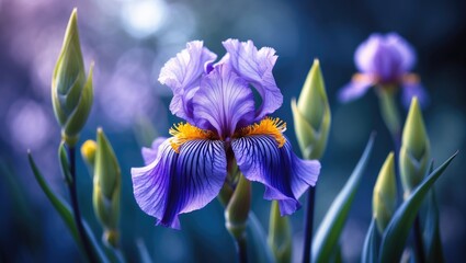 Magnified iris flower