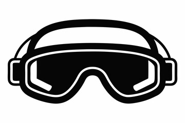 safety goggles silhouette line art vector illustration with a white background