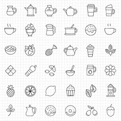 Fototapeta premium Tea and Coffee Icons – Teacup, Mug, Kettle & Teapot EPS Vector