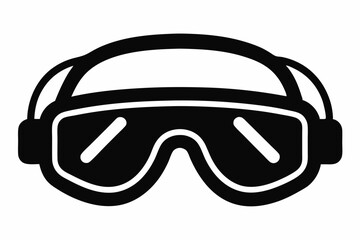 safety goggles silhouette line art vector illustration with a white background