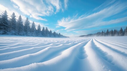 White snow drifts in sunny conditions, stunning fresh snow following a snowfall