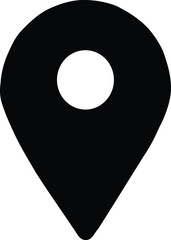 Map Pin Icon Silhouette Vector, Black Location Marker Design for Navigation and Maps