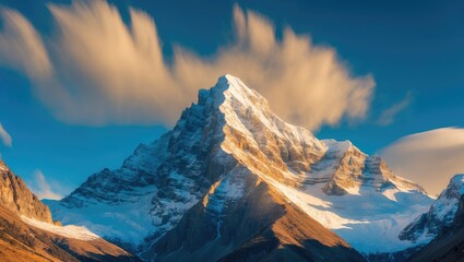 Obraz premium Breathtaking view of mountains against a blue sky.
