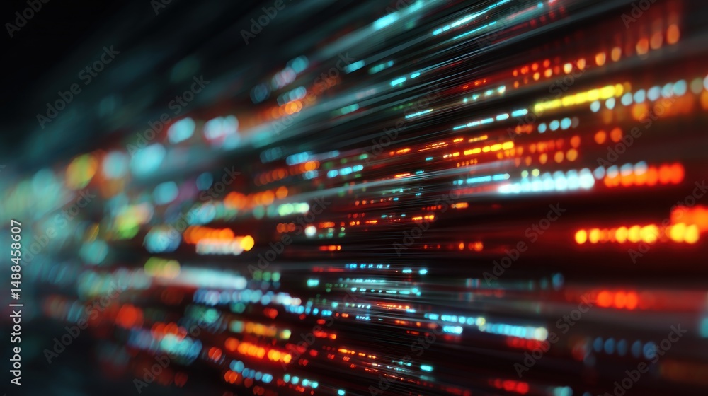 Poster abstract digital data stream: a symphony of light and code