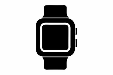 smartwatch silhouette line art vector illustration with a white background