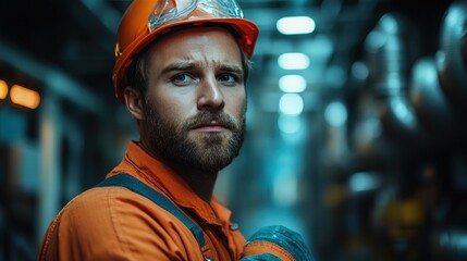 Focused worker in industrial setting (3)